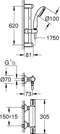 Wesseling & Bos Eva Doucheset – Douchemengkraan Met Thermostaat-glijstang 60 Cm - Mat Zwart - Compleet Met Alle Montagemateriaal -Badkamerartikelen Winkel 539x1200 1