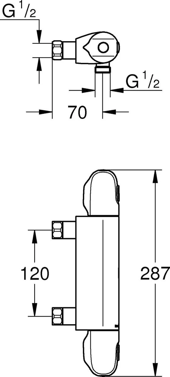 GROHE Grohtherm 1000 New Thermostatische Douchekraan - EcoJoy® - 12cm - Zonder Koppelingen - Chroom - 34147003 3 GROHE Grohtherm 1000 New Thermostatische Douchekraan - EcoJoy® - 12cm - Zonder Koppelingen - Chroom - 34147003 - Afbeelding 3