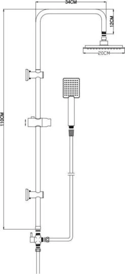 Relaxwonen - Regendouche Set Zwart Met Handdouche - Extra Stevig -Badkamerartikelen Winkel 550x1200 1
