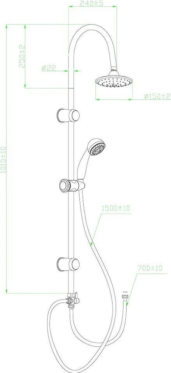 SCHÜTTE Jamaica Fresh Douchesysteem - Regendouche - 102 Cm Stang - Chroom 8 SCHÜTTE Jamaica Fresh Douchesysteem - Regendouche - 102 Cm Stang - Chroom - Afbeelding 8