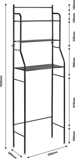 Alora Wc Rek Opbergrek - Stellingkast Metaal - Opbergrek Metaal - Badkamerrek - Wc Kastje - Zwart - Wc Meubel -Badkamerartikelen Winkel 565x1200 1