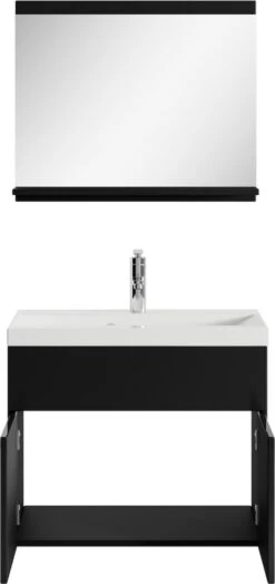 Badplaats Badkamermeubel Montreal Set 02 60 Cm X 35 Cm - Zwart Hoogglans - Badmeubel Met Spiegel -Badkamerartikelen Winkel 566x1200 2