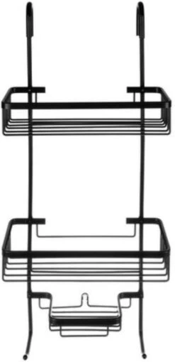 Recalma Doucherek 3 Laags - Monteren Zonder Boren - Zwart - Zuignap - Ook Voor Grote Flessen - Opbergrek Douche - 3 Etages -Badkamerartikelen Winkel 581x1200