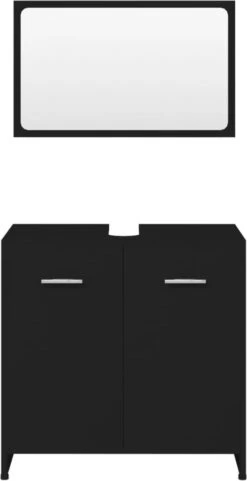 Decoways - Badkamermeubelset Spaanplaat Zwart -Badkamerartikelen Winkel 616x1200