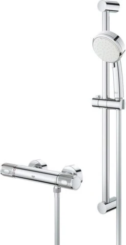 GROHE Grohtherm-1000 Performance Renovatieset - Met Thermostaatkraan, Koppelingen, Glijstang En Hoofddouche - CoolTouch - Chroom -Badkamerartikelen Winkel 618x1200 1