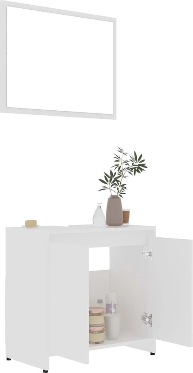 VidaXL Badkamermeubelset Bewerkt Hout Wit 10 VidaXL Badkamermeubelset Bewerkt Hout Wit - Afbeelding 10