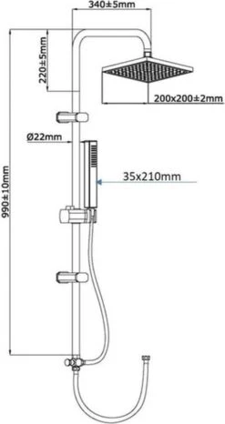 SCHÜTTE Tokyo Douchesysteem - Regendouche - 102 Cm Stang - Chroom -Badkamerartikelen Winkel 636x1200