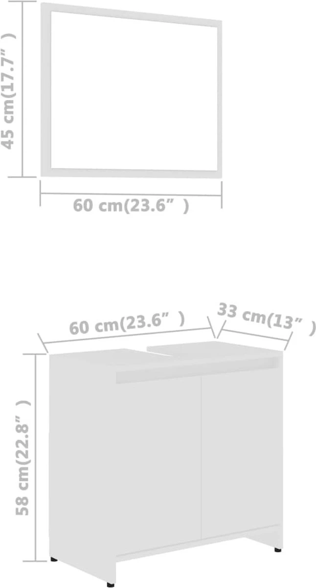 VidaXL Badkamermeubelset Bewerkt Hout Wit 6 VidaXL Badkamermeubelset Bewerkt Hout Wit - Afbeelding 6