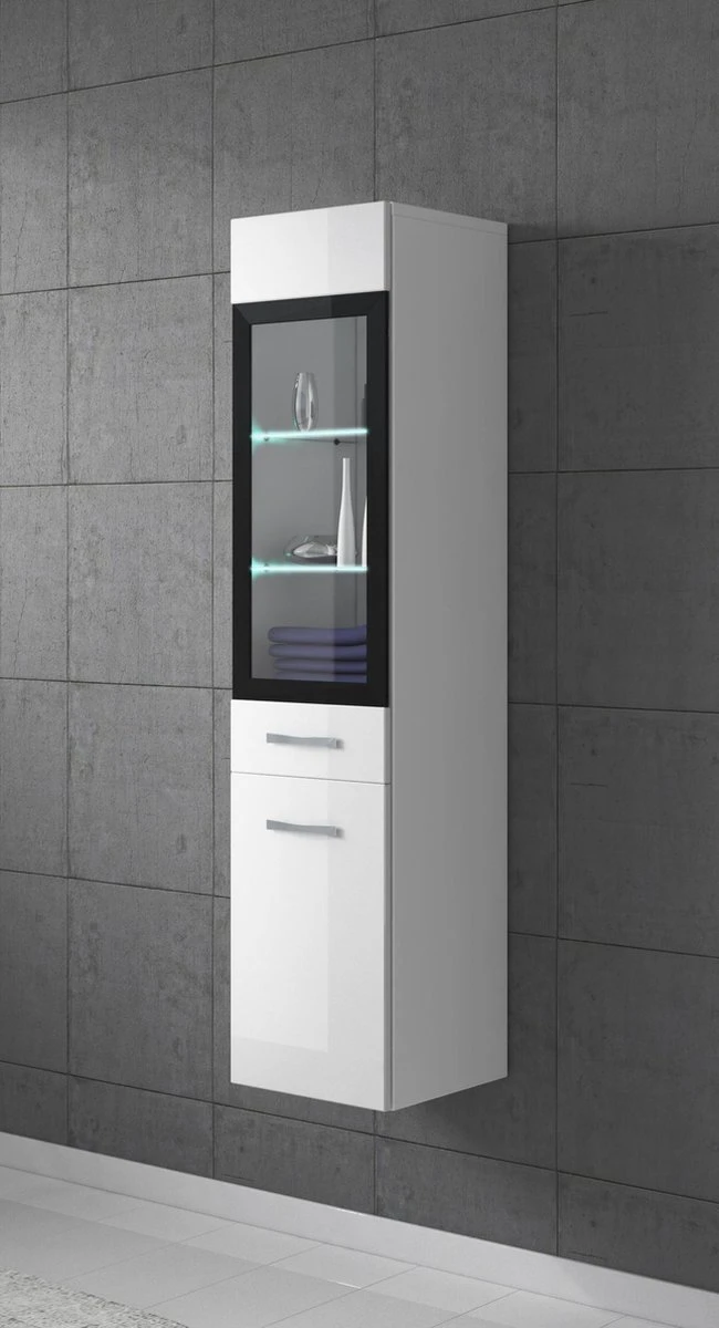 Badplaats Badkamerkast Rio 30 X 30 X 131 Cm - Wit Hoogglans - Hangende Kolomkast Met 2 Deuren 4 Badplaats Badkamerkast Rio 30 X 30 X 131 Cm - Wit Hoogglans - Hangende Kolomkast Met 2 Deuren - Afbeelding 4