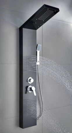Badplaats Douchepaneel Aras - Zwart - Regendouche Met Mengkraan En Douchekop 9 Badplaats Douchepaneel Aras - Zwart - Regendouche Met Mengkraan En Douchekop -Badkamerartikelen Winkel 656x1200