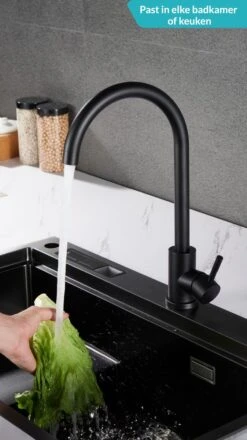 Keuken Kraan - Kraan Wastafelkraan - Kraan Zwart - Badkamerkraan - Inclusief Aansluitmateriaal -Badkamerartikelen Winkel 674x1200 4