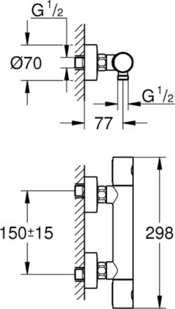 GROHE QuickFix Precision Get Thermostatische Douchekraan - EcoJoy - Met Koppelingen - Chroom - 34773000 -Badkamerartikelen Winkel 682x1200 2
