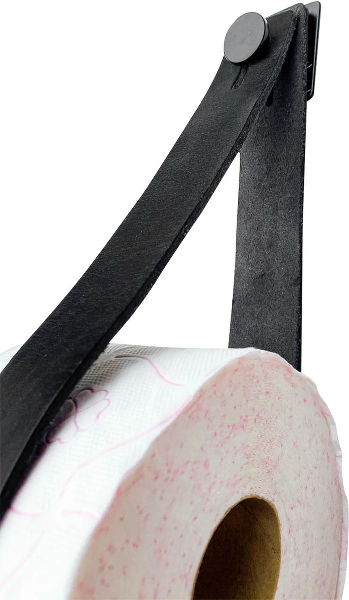 Luxe Leren Toiletrolhouder - Zwart - Reserverolhouder - 100% Volnerfleer - Hangend - Zonder Boren - WC Rol Houder - Closetrolhouder 3 Luxe Leren Toiletrolhouder - Zwart - Reserverolhouder - 100% Volnerfleer - Hangend - Zonder Boren - WC Rol Houder - Closetrolhouder - Afbeelding 3