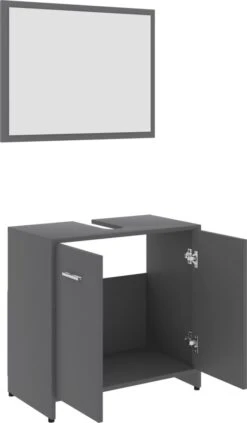 Decoways - Badkamermeubelset Spaanplaat Grijs -Badkamerartikelen Winkel 701x1200