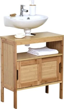 Wastafel Onderkast - Wastafelmeubel - Badkamerkast - Wastafelkast - H70 X B60 X D30 - Bamboe