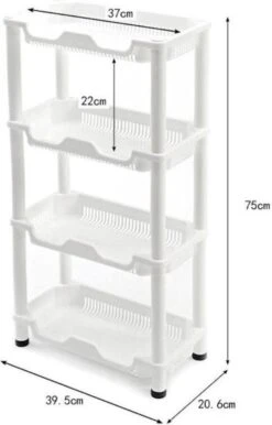 Merkloos Decopatent® 4 Laags Opbergrek -Staand Rek 4 Etages Voor Badkamer - Keuken - Keukenrek - Badkamerrek - Kunststof Rechthoekig Rek -Badkamerartikelen Winkel 768x1200 1