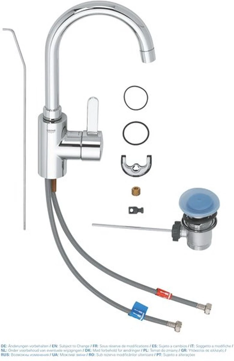 GROHE Eurosmart Cosmopolitan Wastafelkraan - Hoge C-uitloop - Met Trekwaste - Chroom - 32830001 3 GROHE Eurosmart Cosmopolitan Wastafelkraan - Hoge C-uitloop - Met Trekwaste - Chroom - 32830001 - Afbeelding 3