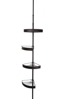 PROSIN® Telescopisch Doucherek - Shower Rack - Shower Caddy - Mat Zwart - Verstelbaar 108-274cm - 4 Lagen - Badkamerrek - Hoekrek - Opbergrek - Keukenrek - Kruidenrek - Keukenrek Staand -Badkamerartikelen Winkel 790x1200