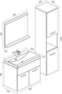 Badplaats Badkamermeubel Set Montreal 60 Cm X 35 Cm - Eiken - Badmeubel Met Spiegel En Zijkast -Badkamerartikelen Winkel 792x1200 1