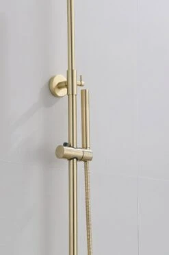 Wesseling & Bos Doucheset - Regendouche Mat Goud Geborsteld - Doucheset Met Thermostaatkraan - Atlanta -Badkamerartikelen Winkel 796x1200 1
