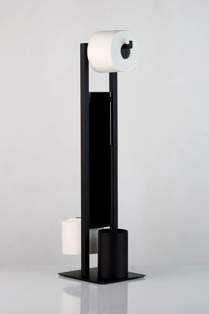 WENKO Toiletbutler Rivalta Zwart - Toiletborstel Met Houder, Toiletrolhouder En Reserverolhouder 9 WENKO Toiletbutler Rivalta Zwart - Toiletborstel Met Houder, Toiletrolhouder En Reserverolhouder - Afbeelding 9