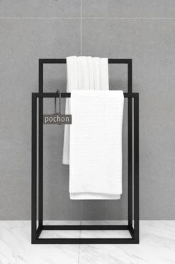 Pochon Home - Handdoekrek Metaal - Mat Zwart - Vrijstaand - Metaal - Handdoekhouder - 2 Rails -Badkamerartikelen Winkel 800x1200 2