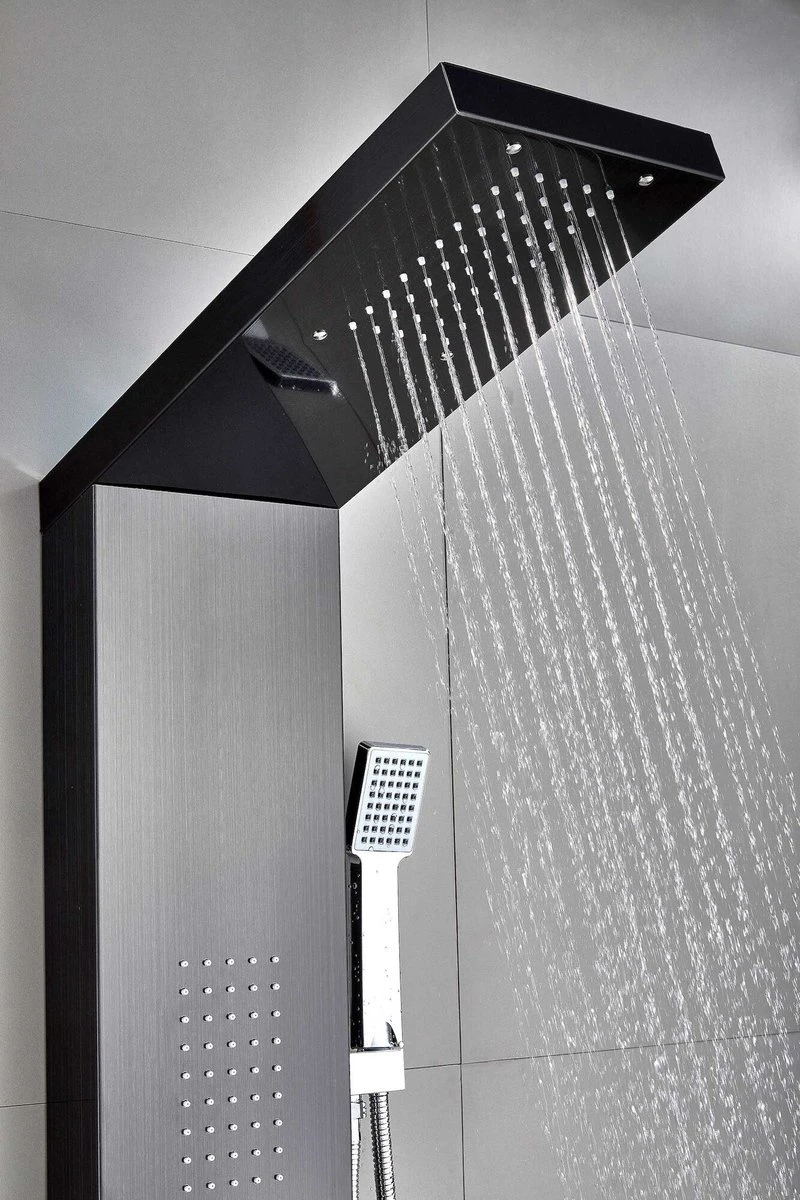 Badplaats Douchepaneel Aras - Zwart - Regendouche Met Mengkraan En Douchekop 3 Badplaats Douchepaneel Aras - Zwart - Regendouche Met Mengkraan En Douchekop - Afbeelding 3
