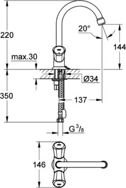 GROHE Costa-L Wastafelkraan - Met Ketting - Chroom -Badkamerartikelen Winkel 802x1200 5