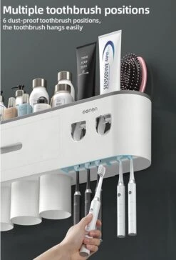 LuxeBass Tandenborstel Organizer | Tandenborstelhouder | Automatisch Tandpasta Dispenser | Met Lade En Opbergvak Voor Badkamer - LB544 -Badkamerartikelen Winkel 815x1200 1