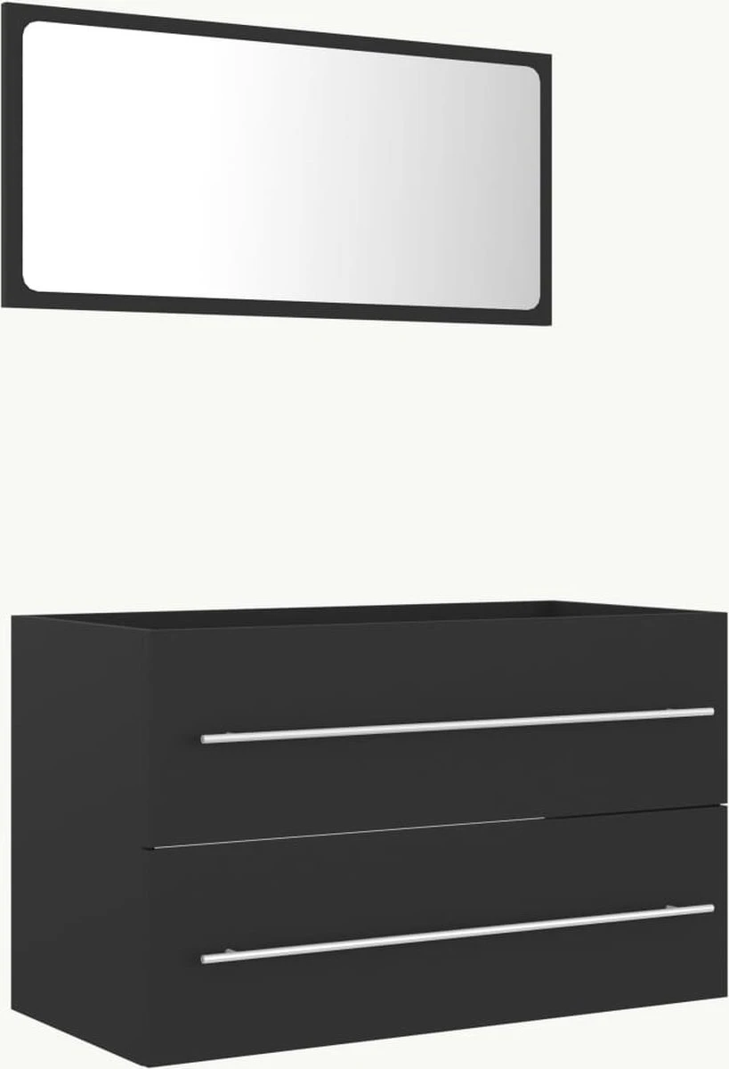 Prolenta Premium - 2-delige Badkamermeubelset Spaanplaat Grijs 11 Prolenta Premium - 2-delige Badkamermeubelset Spaanplaat Grijs - Afbeelding 11