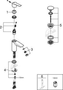 GROHE QuickFix Start Waterbesparende Wastafelkraan - Met EcoJoy® - Incl. Push-open Waste - Chroom - 23551002 -Badkamerartikelen Winkel 834x1200