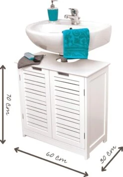 Merkloos Stockholm - Wastafel Onderkast - Wastafelmeubel - Badkamerkast - Wit - H70 X B60 X D30 - Badkamer Onderkast -Badkamerartikelen Winkel 836x1200 4