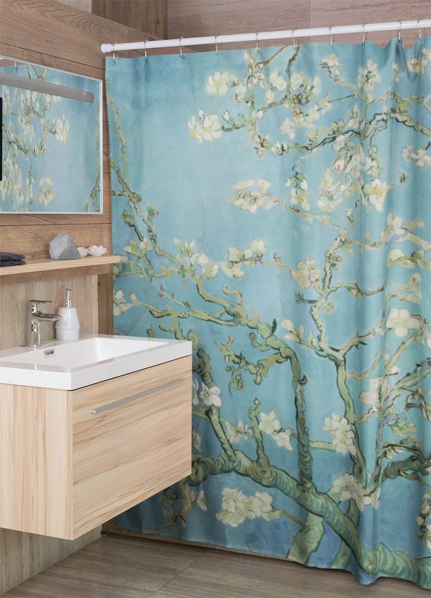 3BMT Douchegordijn Design - Amandelbloesem Van Gogh - 180 X 200 Cm - Met Ringen 3 3BMT Douchegordijn Design - Amandelbloesem Van Gogh - 180 X 200 Cm - Met Ringen - Afbeelding 3
