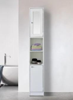 Kolomkast - Opbergkast Badkamer Of Hal - Met Spiegel - 180 Cm Hoog - Wit -Badkamerartikelen Winkel 875x1200 5