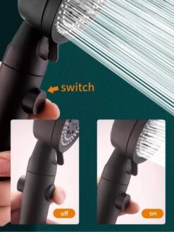 Merkloos Waterbesparende Douchekop - Handdouche - Regendouche - Met ECO STOP Knop - 5 Standen - ABS - Zwart -Badkamerartikelen Winkel 901x1200 2