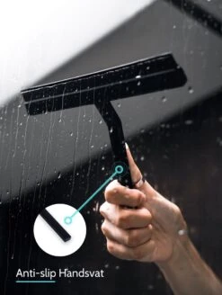 Douchewisser Zwart Met Magneetstrip - Badkamer Accessoires - Raamwisser - Trekker Douche - Silicone - 21cm X 20cm -Badkamerartikelen Winkel 903x1200