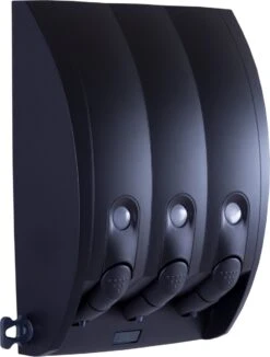 Aquathof, Zeepdispenser, Mat Zwart, 3 Kamer, 3 Reservoirs, 3x350ml, Hangend, Wandmontage -Badkamerartikelen Winkel 908x1200