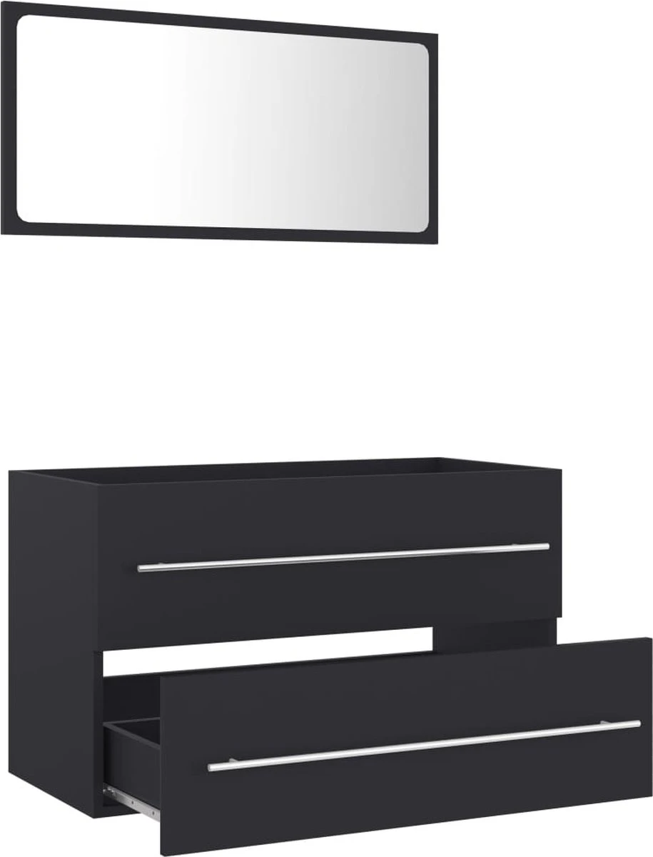 Prolenta Premium - 2-delige Badkamermeubelset Spaanplaat Grijs 3 Prolenta Premium - 2-delige Badkamermeubelset Spaanplaat Grijs - Afbeelding 3