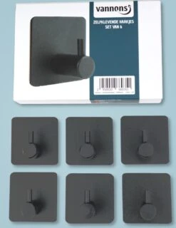 Vannons - Handdoekhaakjes - Zelfklevende Haakjes - Set Van 6 Haakjes - RVS - Zwart 16 Vannons - Handdoekhaakjes - Zelfklevende Haakjes - Set Van 6 Haakjes - RVS - Zwart -Badkamerartikelen Winkel 927x1200