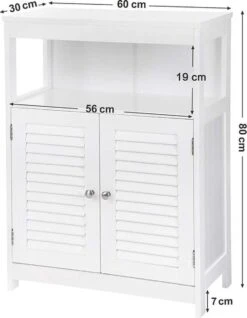 Songmics Badkamerkast Van Hout, Badkamerorganizer, Badkamerrek, Vrijstaand Met 2 Lamellendeuren, Wit, BBC40WT 11 Songmics Badkamerkast Van Hout, Badkamerorganizer, Badkamerrek, Vrijstaand Met 2 Lamellendeuren, Wit, BBC40WT -Badkamerartikelen Winkel 932x1200 1