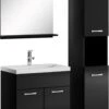 Badplaats Badkamermeubel Set Montreal 60 Cm X 35 Cm - Zwart Hoogglans - Badmeubel Met Spiegel En Zijkast