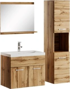Badplaats Badkamermeubel Set Montreal 60 Cm X 35 Cm - Eiken - Badmeubel Met Spiegel En Zijkast -Badkamerartikelen Winkel 955x1200 2