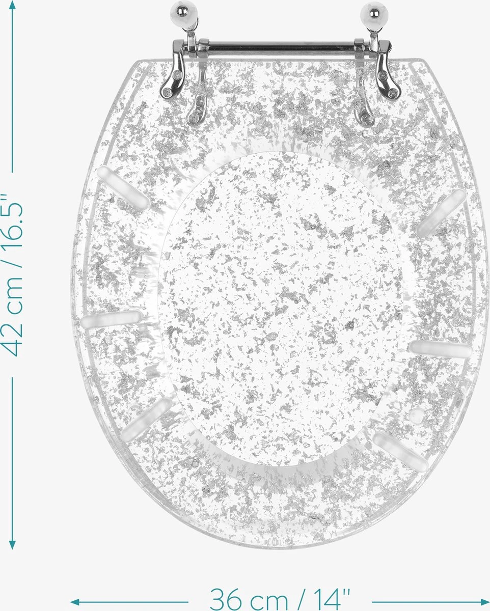 Navaris Toiletbril Met Glitter Design - Transparante Wc-bril 42 X 36 X 4,5 Cm - Makkelijk Te Bevestigen 6 Navaris Toiletbril Met Glitter Design - Transparante Wc-bril 42 X 36 X 4,5 Cm - Makkelijk Te Bevestigen - Afbeelding 6
