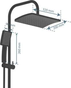 SCHÜTTE Mallorca Douchesysteem - Regendouche - 95 Cm Stang - Wandhouder In Hoogte Verstelbaar - Mat Zwart -Badkamerartikelen Winkel 968x1200