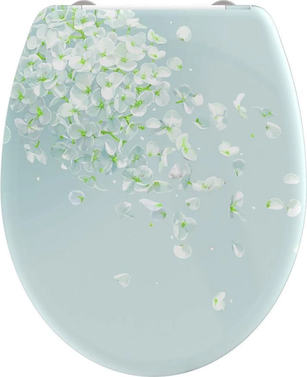 SCHÜTTE WC-Bril 82381 FLOWER IN THE WIND - Duroplast - Soft Close - Afklikbaar - RVS-Scharnieren - Decor - 3-zijdige Print 1 SCHÜTTE WC-Bril 82381 FLOWER IN THE WIND - Duroplast - Soft Close - Afklikbaar - RVS-Scharnieren - Decor - 3-zijdige Print