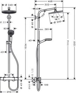 Hansgrohe Crometta S 240 Showerpipe - 1jet - Incl. Thermostaat - Chroom -Badkamerartikelen Winkel 981x1200 4